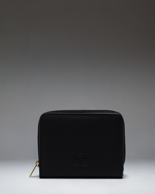 Black Herschel Supply Co. Georgia Wallet made from vegan leather, front view.