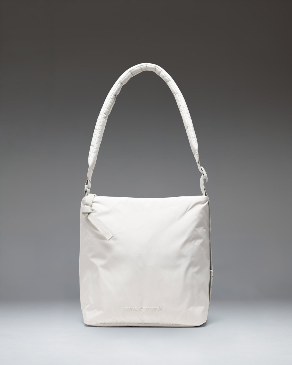 Herschel Supply Co. Cloudform Small Tote in Metal, a grey quilted shoulder bag shown from the front.