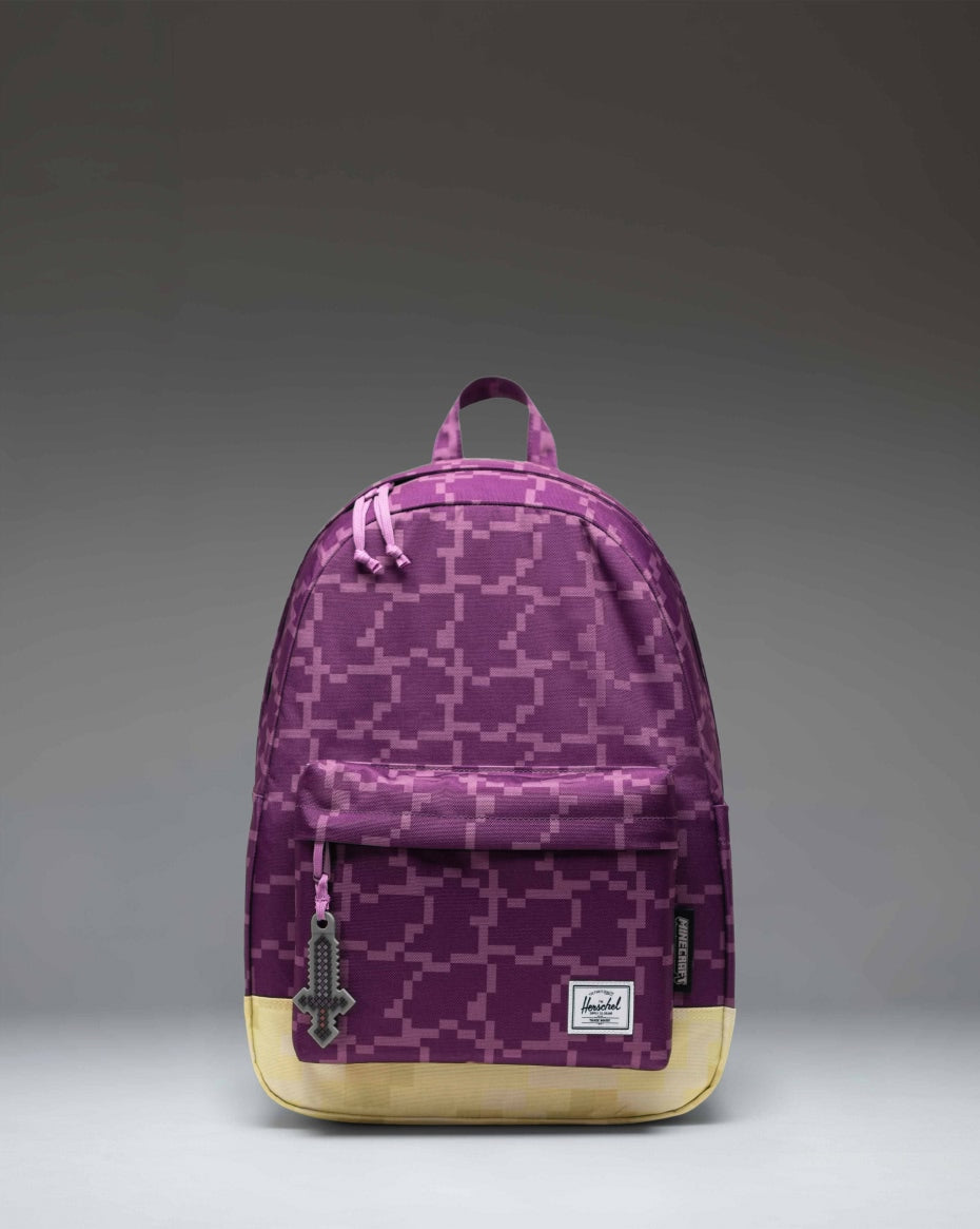 Minecraft Herschel Classic Backpack in The End colorway, featuring a dark pixelated pattern inspired by the video game's dimension.