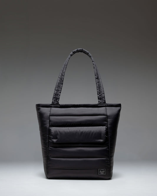 Black Herschel Retreat Tote bag shown from the front against a white background.
