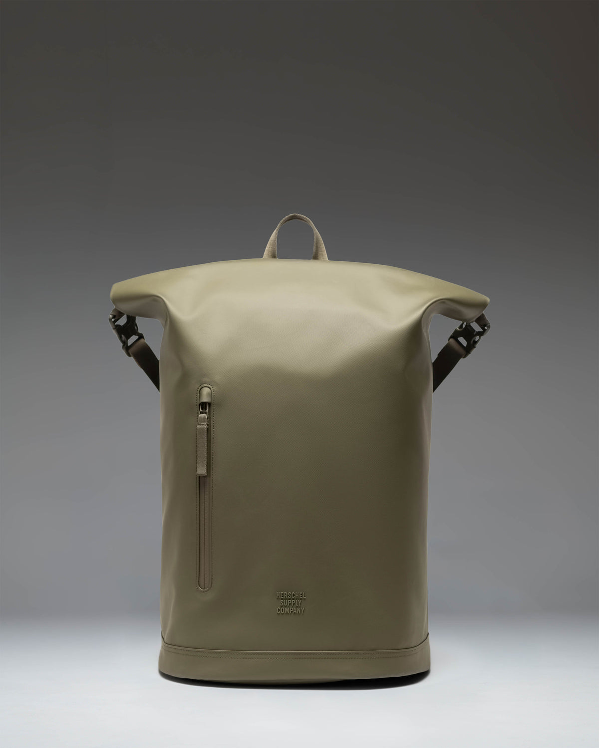 Herschel Supply Co Roll Top Backpack in Ivy Green, showcasing a clean, minimalist design with a roll-top main compartment.