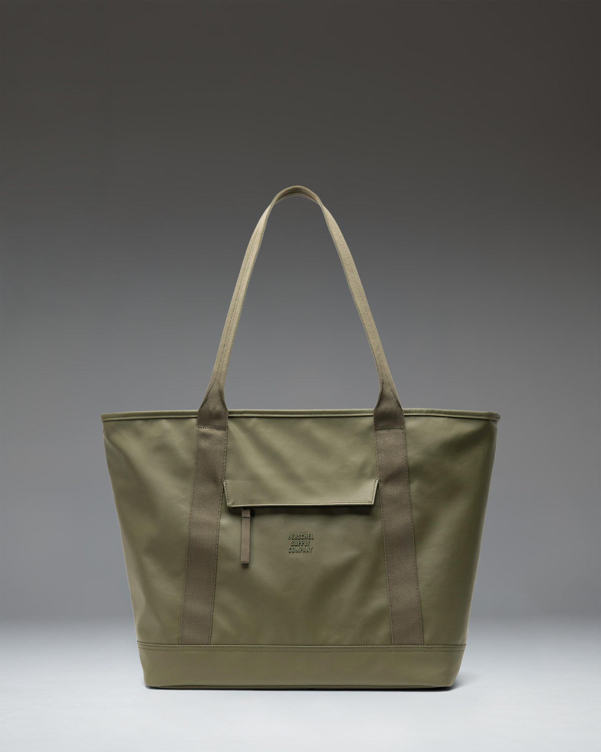 Herschel Supply Co. Alberni Tote in Ivy Green, showcasing a classic canvas utility tote bag design with dual top handles.