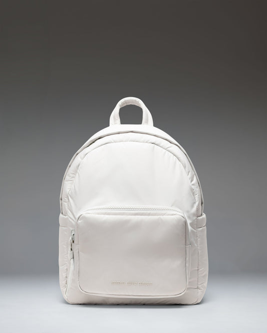 Herschel Supply Co. Cloudform Backpack in Metal color, showing the clean, minimalist design and front zipper pocket of the backpack.