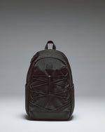 Herschel Kingston Backpack in Black Diamond/Black featuring a sporty silhouette, a front bungee cord system, and adjustable shoulder straps.