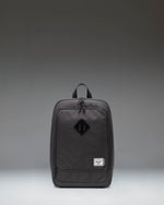 Black Herschel Heritage Shoe Bag showing the front view with a handle and the classic Herschel woven label.