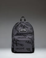 Herschel Supply Co. x Thrasher Classic XL Backpack Nylon in Asphalt/Black Destroy with signature branding and dual water bottle pockets.