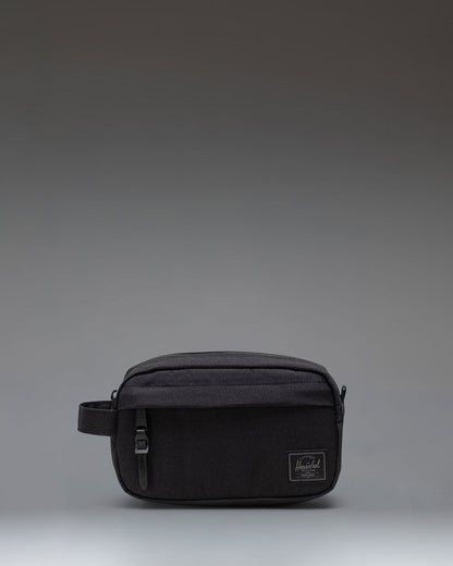 Herschel Supply Co Chapter Small Travel Kit in Black Tonal, showing the compact, zippered toiletry bag design.