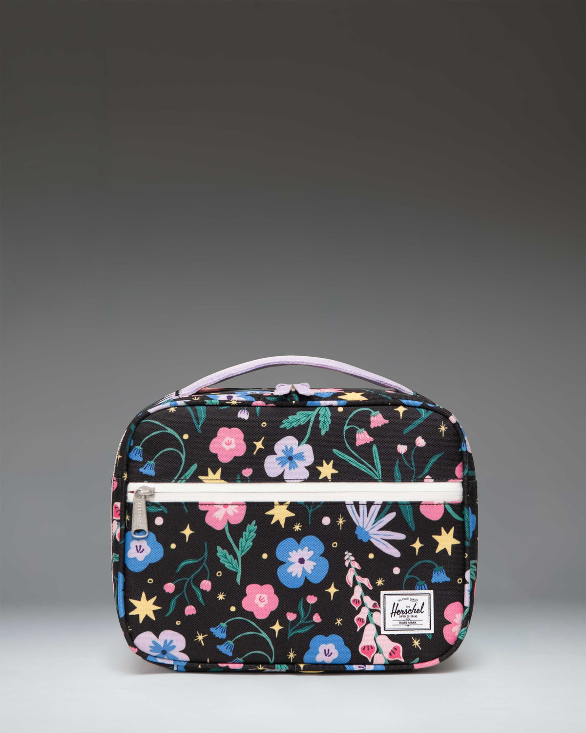 Little Herschel Pop Quiz Lunch Box in the Enchanted Garden floral print.