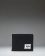 Black Herschel Supply Co. Roy Coin Wallet bi-fold design showing the clean front exterior with the classic woven label.