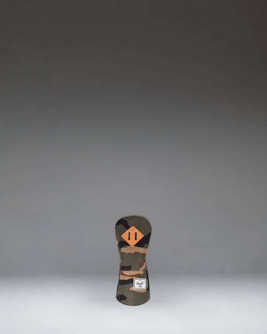 Herschel Heritage Hybrid Head Cover in Woodland Camo golf club cover featuring a classic camouflage pattern.