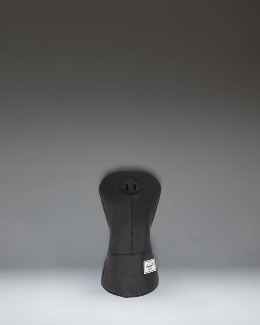 Black Herschel Heritage Driver Head Cover with classic diamond accent and soft fleece lining for golf club protection.