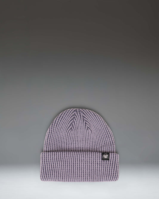 Herschel Supply Co Rowan Plaited Beanie in Dusk Plaited, a knit cuffed beanie featuring a dual-toned textured weave and classic woven logo label.