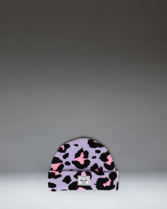 Herschel Supply Co. Elmer Baby Graphic Beanie 6-12 Months in Scribble Leopard Sachet Pink.