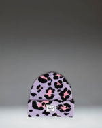 Herschel Supply Co. Elmer Kids Graphic Beanie in Scribble Leopard Sachet Pink, featuring a pink knit with a black and gray leopard print.