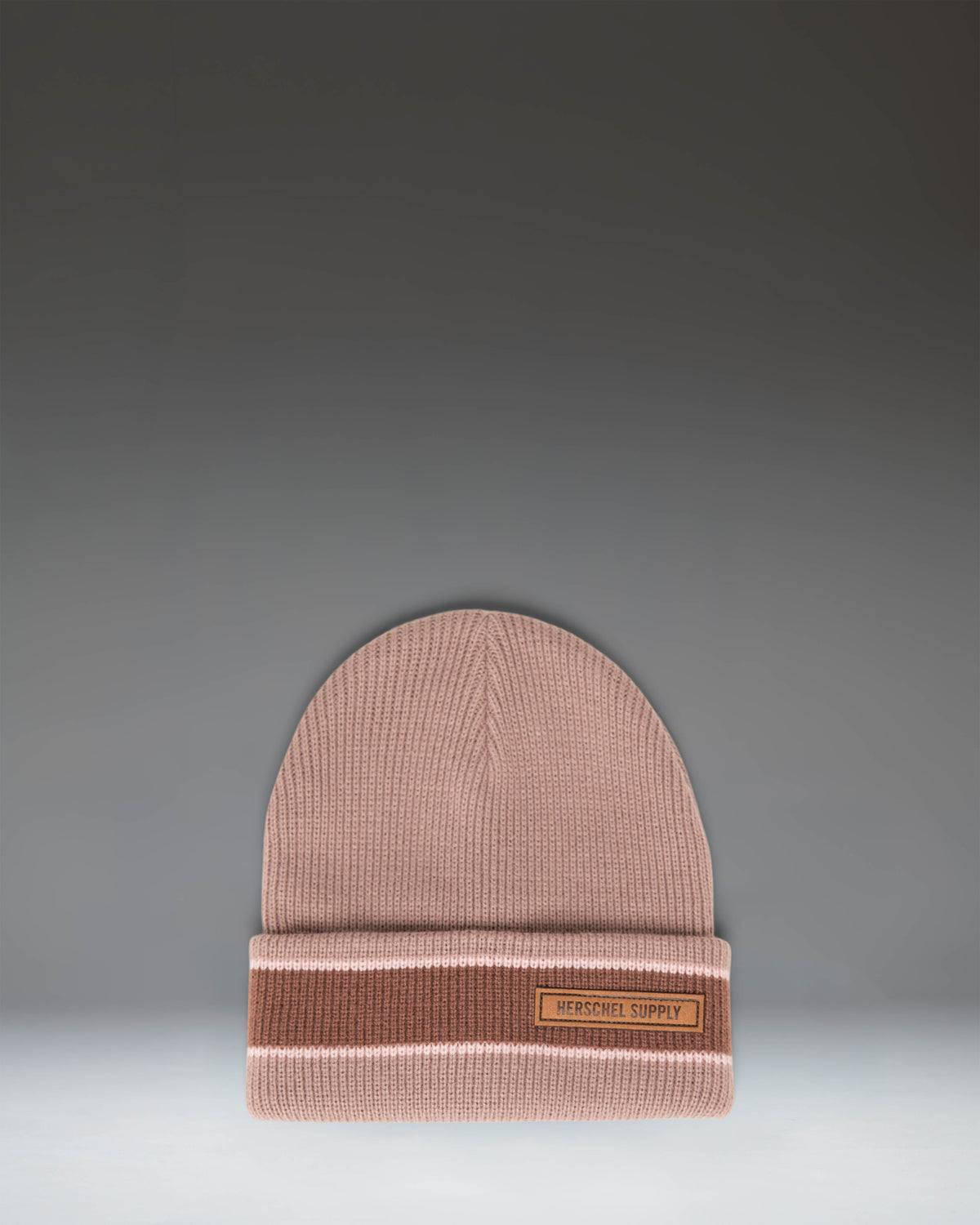 Herschel Supply Co. Elmer Ribbed Vintage Stripe beanie in Ash Rose.