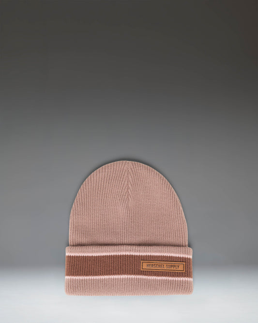 Herschel Supply Co. Elmer Ribbed Vintage Stripe beanie in Ash Rose.
